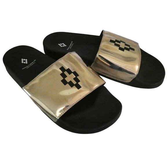 MARCELO BURLON County of Milan gold metallic Bai pool slides IT 41 M 8 W 10 NWOT main image 4